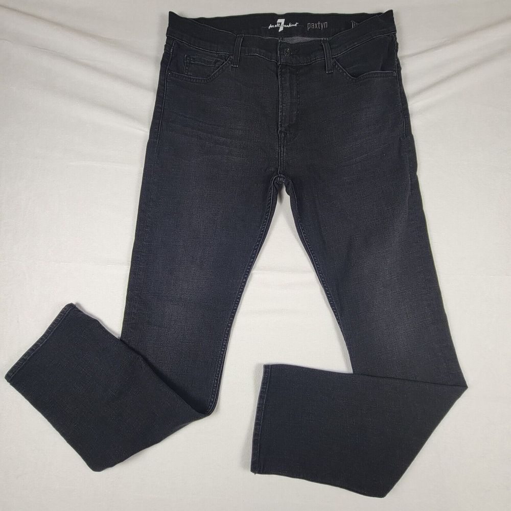 7 for all Mankind Men's Jeans Paxtyn Size 36x32 Black Stretch Slim